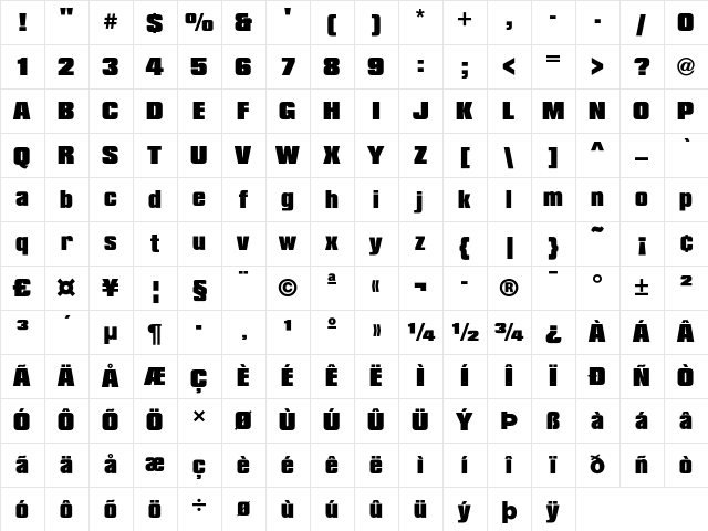Compacta LT Std Black Character Map Compacta LT Std Black Character Map