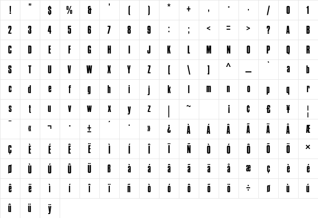 Compacta Std Regular Character Map Compacta Std Regular Character Map