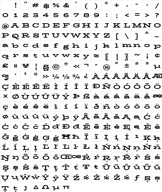 BioRhyme Expanded ExtraBold Character Map BioRhyme Expanded ExtraBold Character Map