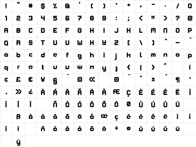 Comsat Navy-Black Character Map