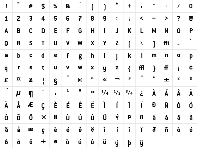 Conduit ITC Bold Character Map