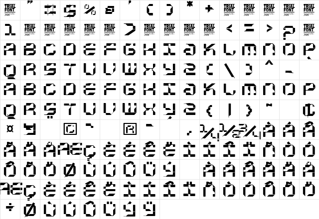 Acoprot Display Demo Regular Character Map