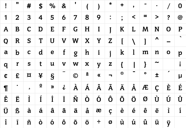 CongressEF Bold Character Map