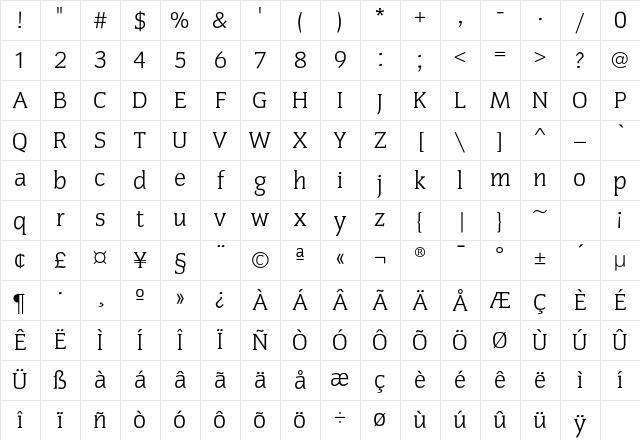 CongressEF Light Character Map