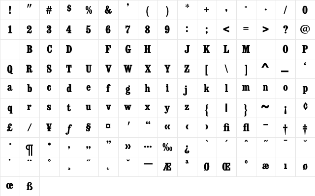 ConsortExtraBoldCondensed Regular Character Map