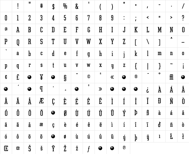 Constructa Regular Character Map