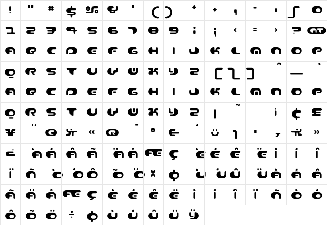 Contour Regular Character Map