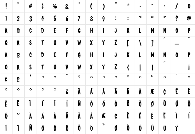 CoopBold Regular Character Map