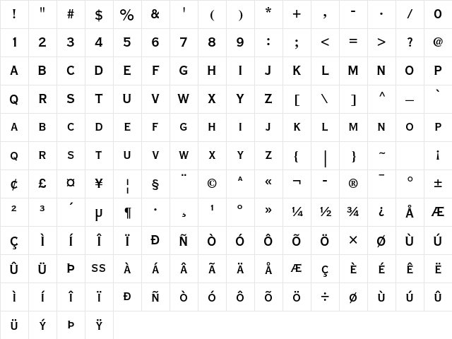 Copperplate Gothic Std 30 BC Character Map Copperplate Gothic Std 30 BC Character Map