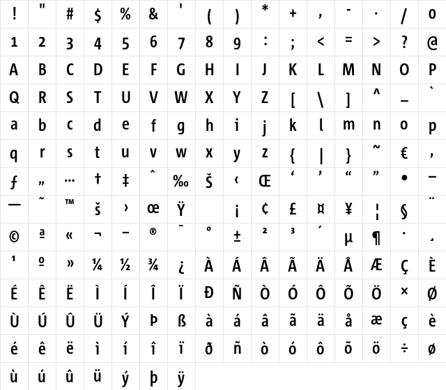 Corpid Cd Bold Character Map