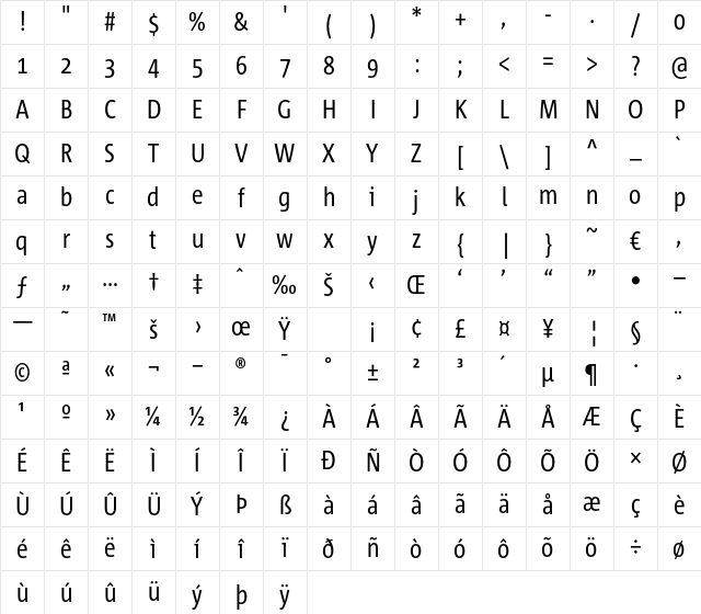 Corpid Cd Regular Character Map
