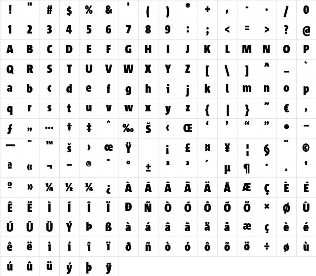 Corpid Cd LF Black Character Map