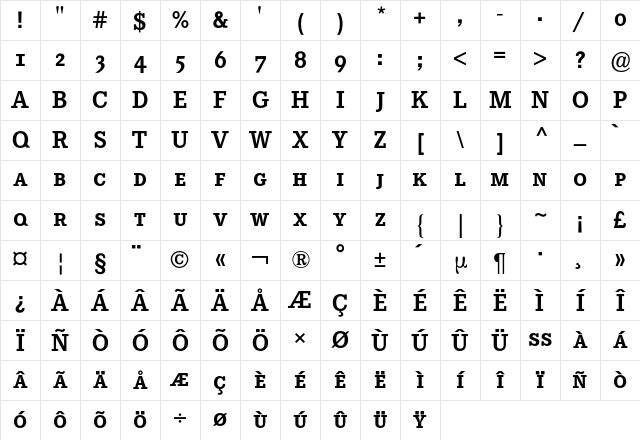 Corporate E Expert BQ Regular Character Map