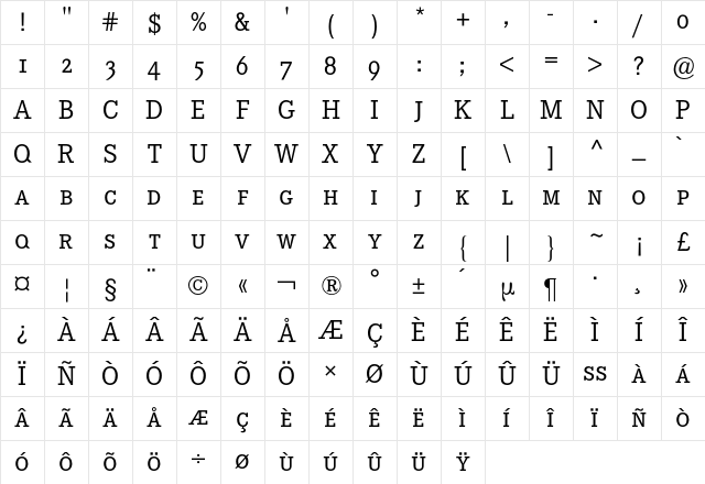 Corporate E Expert BQ Regular Character Map