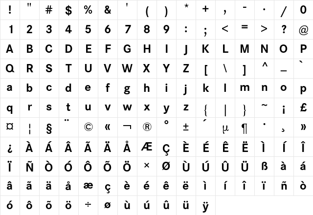 Corporate S BQ Regular Character Map