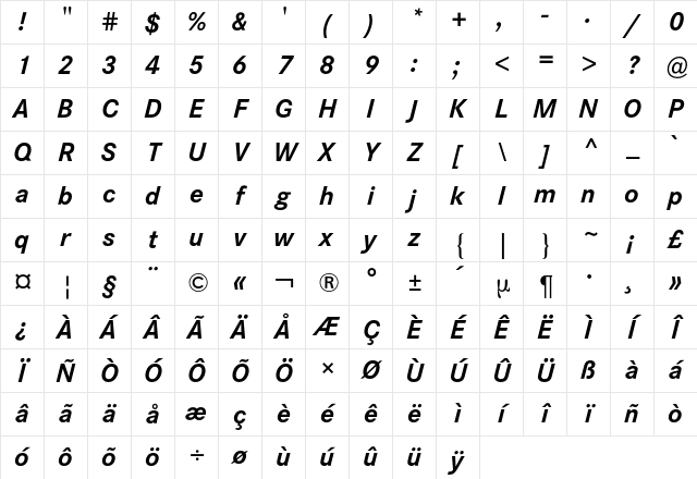 Corporate S BQ Regular Character Map