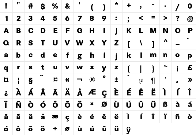 Corporate S BQ Regular Character Map