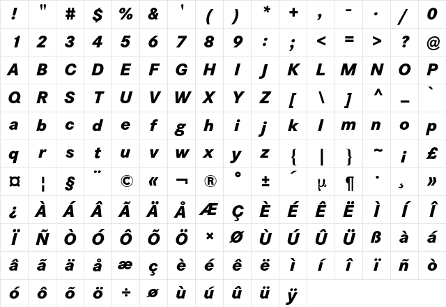 Corporate S BQ Regular Character Map