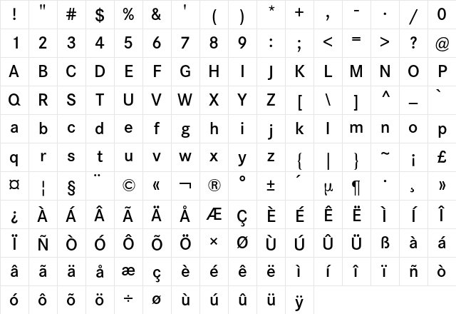 Corporate S BQ Regular Character Map