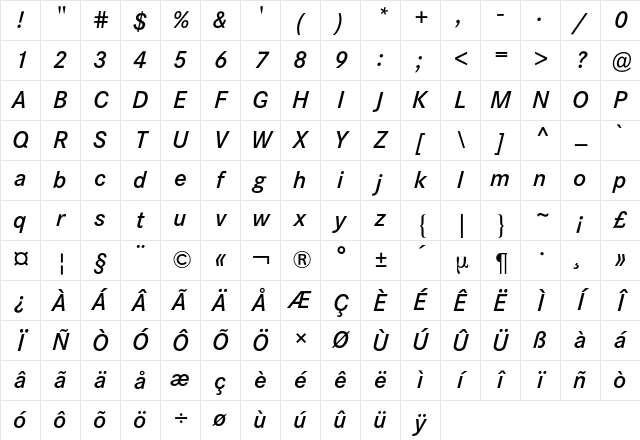 Corporate S BQ Regular Character Map