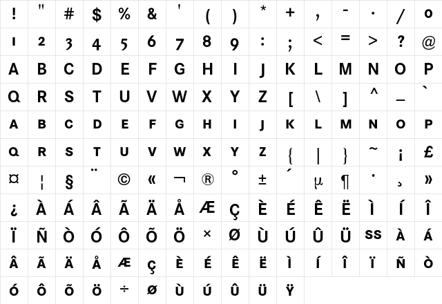 Corporate S Expert BQ Regular Character Map