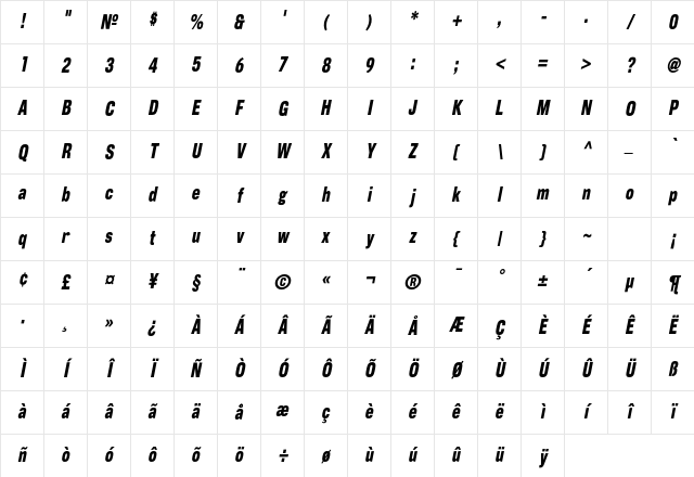 CorpuGotConObl Regular Character Map