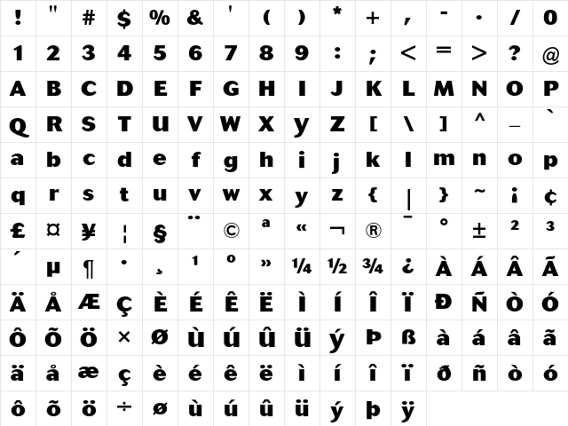 Cosmos Extra Bold Character Map Cosmos Extra Bold Character Map