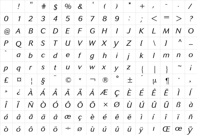 Cosmos BQ Regular Character Map Cosmos BQ Regular Character Map