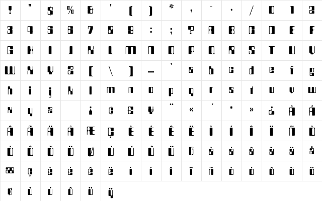 CountdownEF Regular Character Map