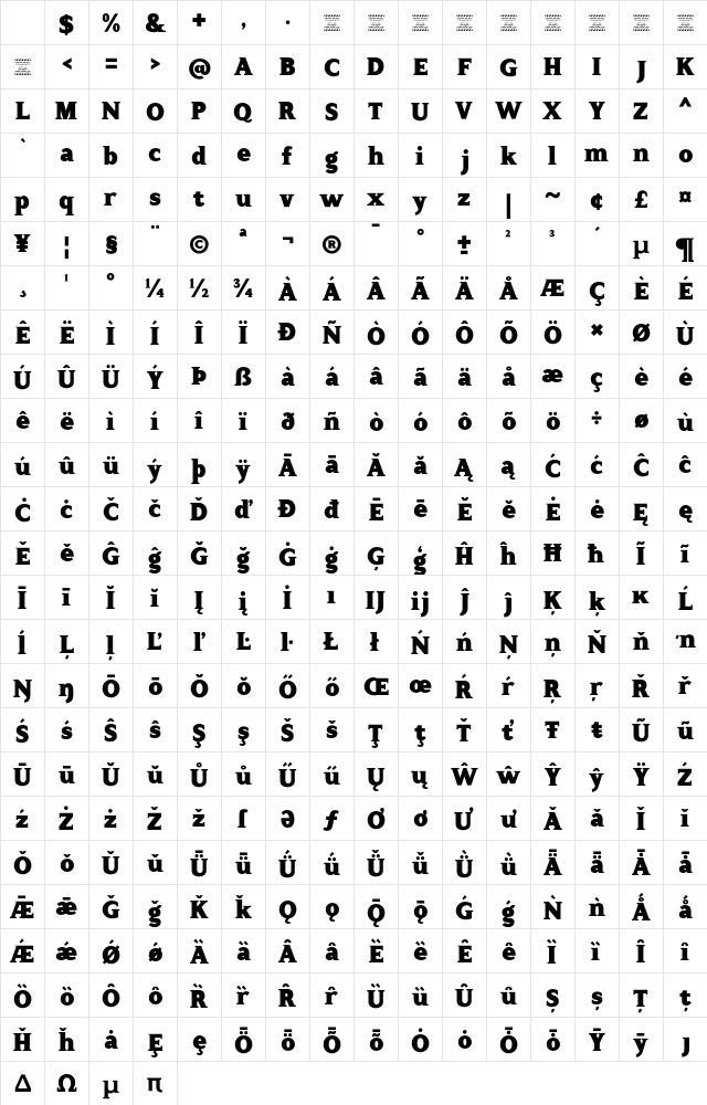 Counte DEMO Black Regular Character Map Counte DEMO Black Regular Character Map