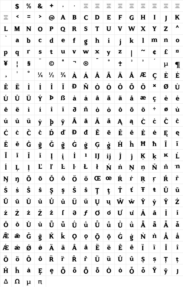 Counte DEMO Bold Character Map Counte DEMO Bold Character Map