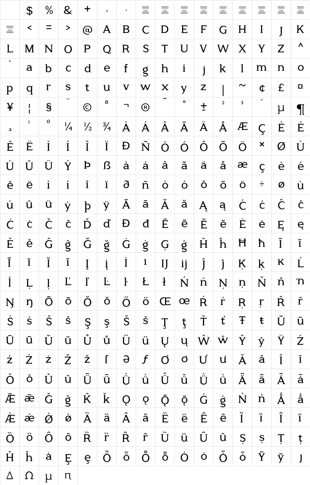Counte DEMO Regular Character Map Counte DEMO Regular Character Map