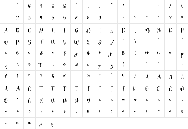 Country Wedding Regular Character Map
