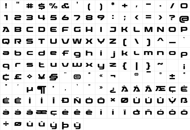Cravend Regular Character Map