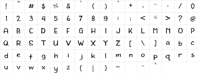 Crayone personal use only Regular Character Map