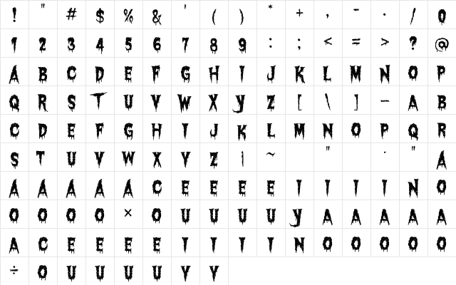 Creaking Crypt Regular Character Map