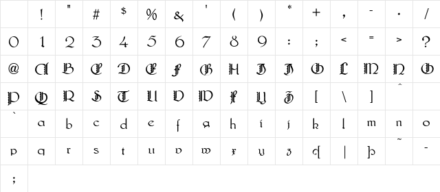 LautenbachFancyCaps Regular Character Map