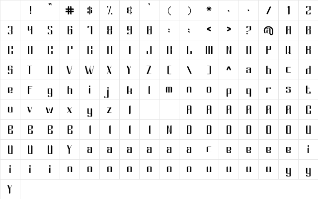 CROSVER Regular Character Map