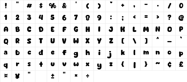 Cute Dino Regular Character Map Cute Dino Regular Character Map