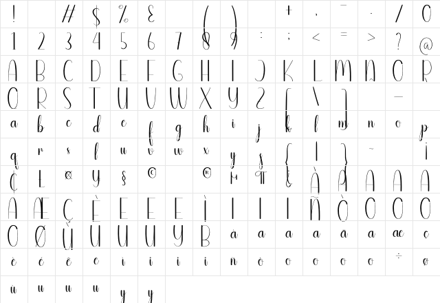 Daddy Cubby Regular Character Map Daddy Cubby Regular Character Map