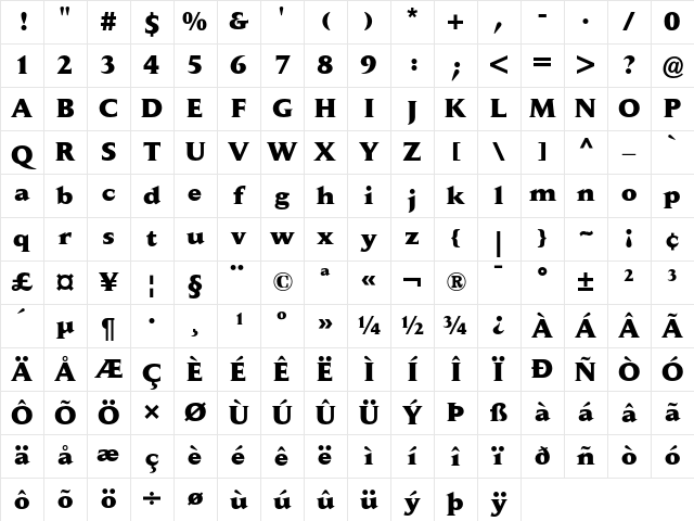 Jaeger Daily News Extra Bold Character Map Jaeger Daily News Extra Bold Character Map