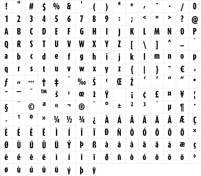 DaxCompact-ExtraBold Regular Character Map DaxCompact-ExtraBold Regular Character Map
