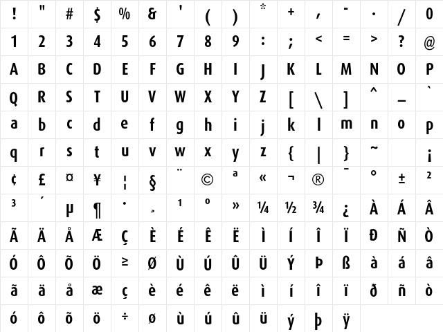 DaxCondensed Bold Character Map