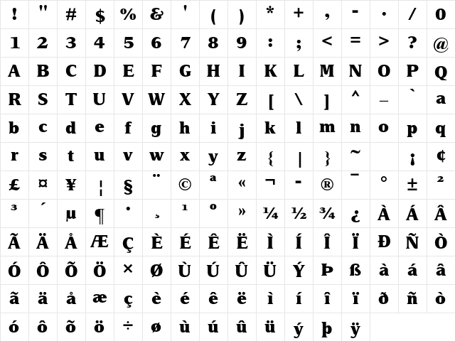 Delima MT Std Extra Bold Character Map