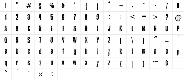 Bison Regular Character Map