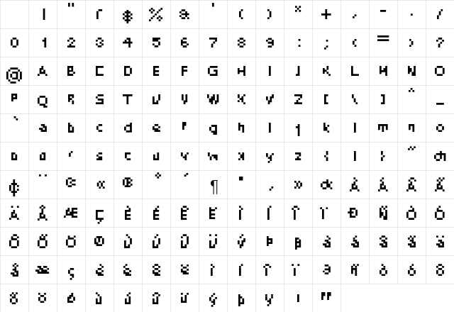 DePixel Illegible Character Map