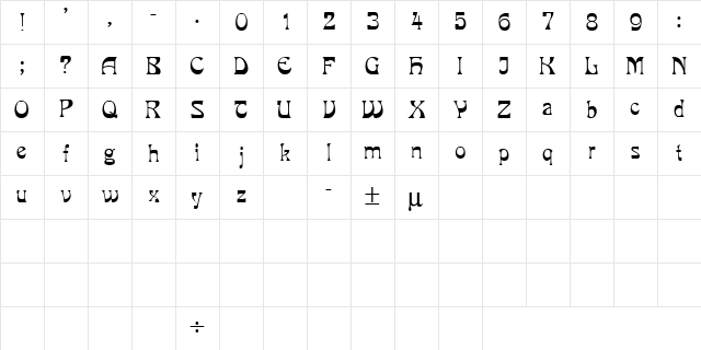 BistroSSK Regular Character Map