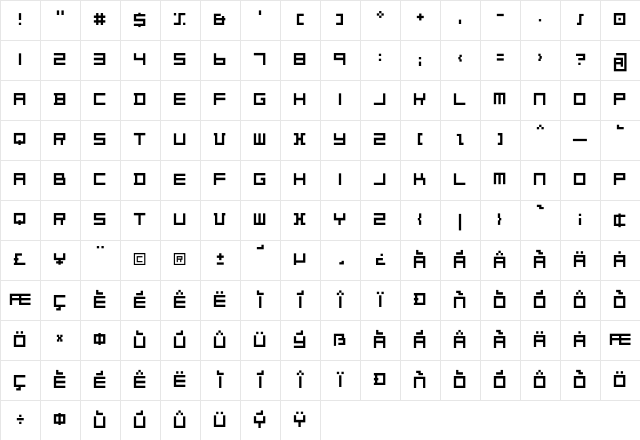 DeStijl Regular Character Map