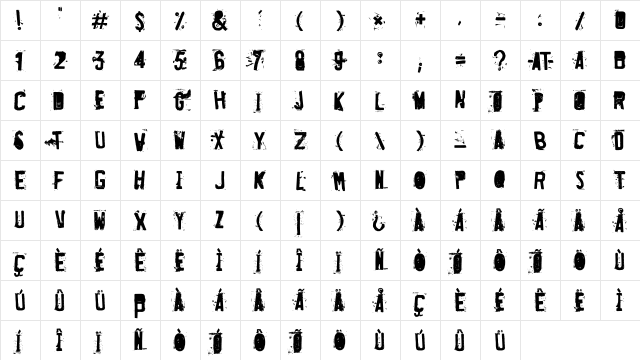 Destroyed License Plate Regular Character Map
