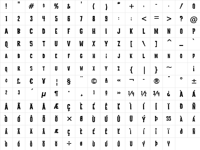 Devil Dog BTN Regular Character Map